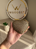 The Desi Glam Heart Clutch  - Gold with Chain Design 4