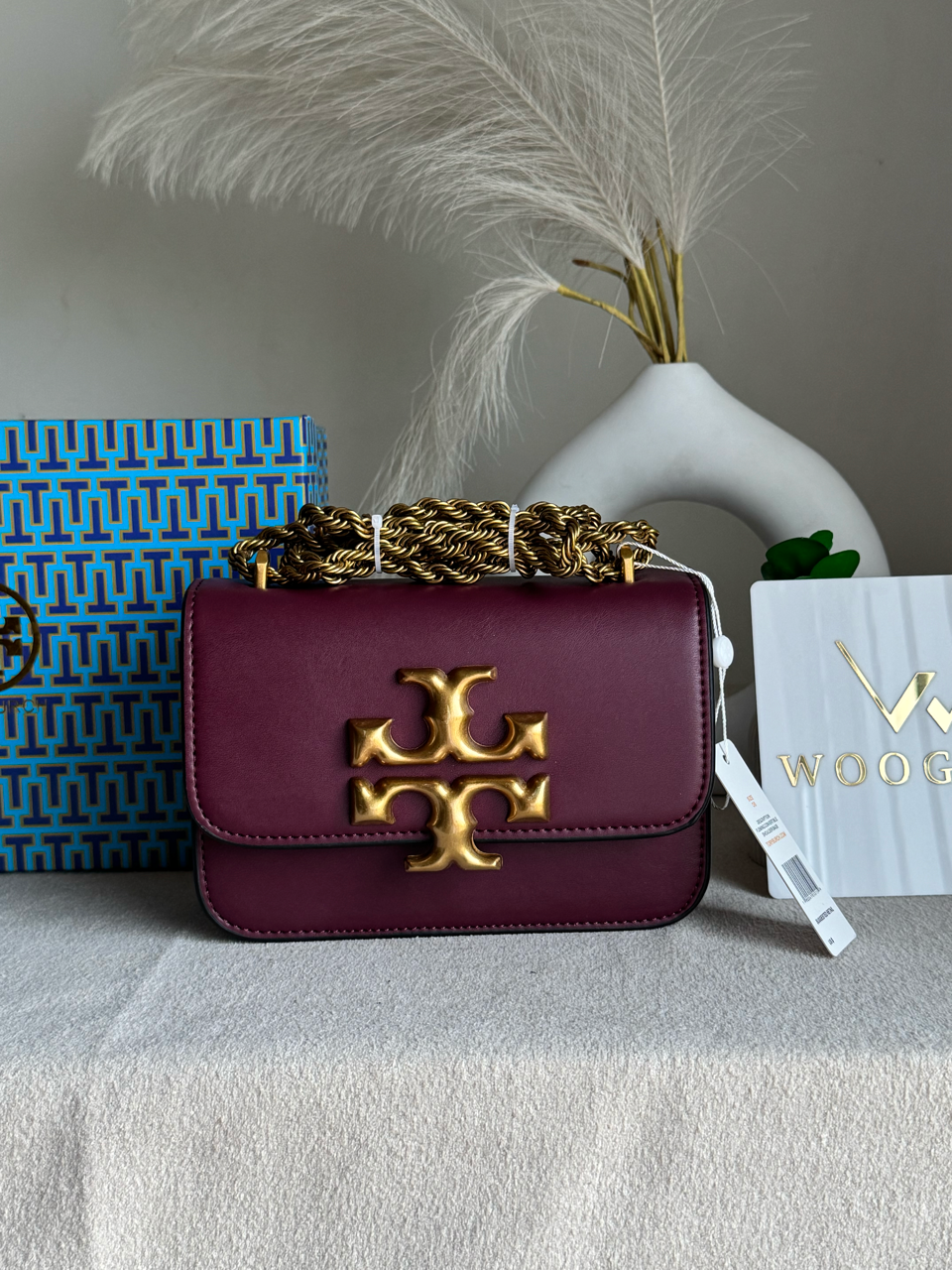 Tory Burch Eleanor Bag with Box Packing - Burgundy