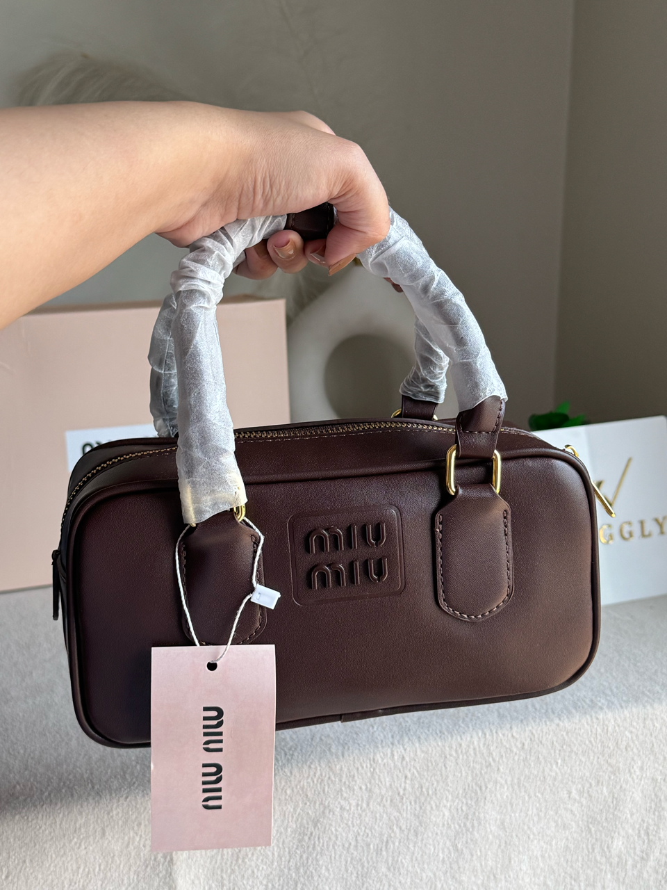 Viral MIU MIU Bag Premium Quality with Box Packing - Coffee