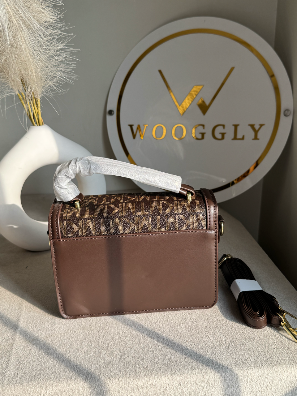 Belle Pearl Accent Handbag - Brown