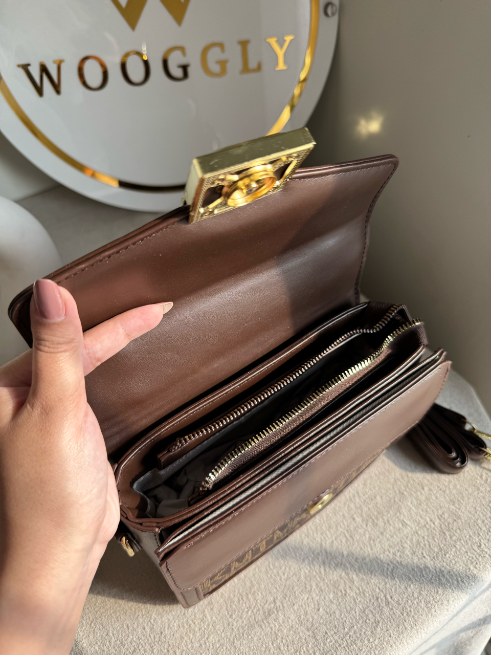 Belle Pearl Accent Handbag - Brown
