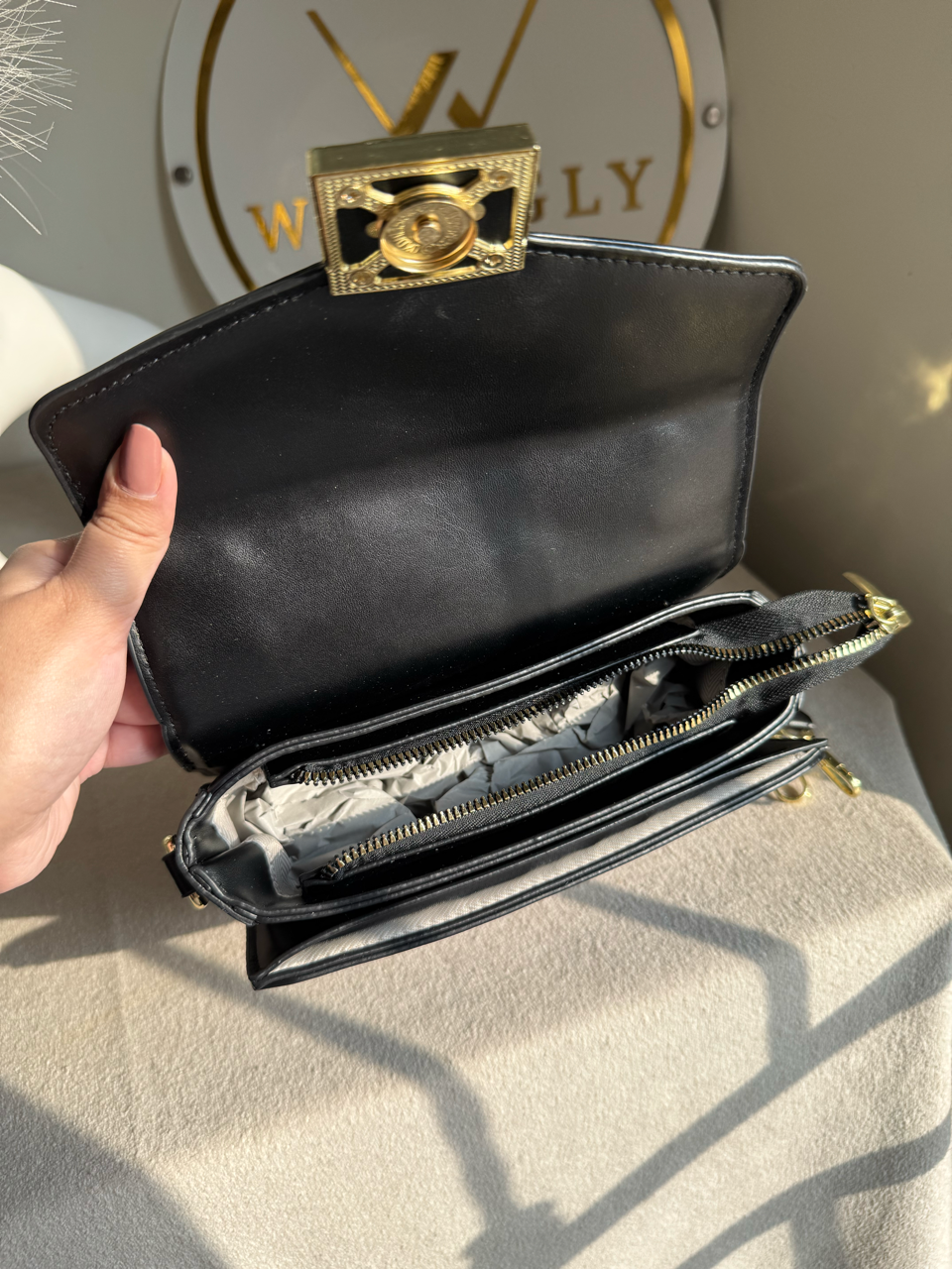 Pearl Accent Handbag - Black