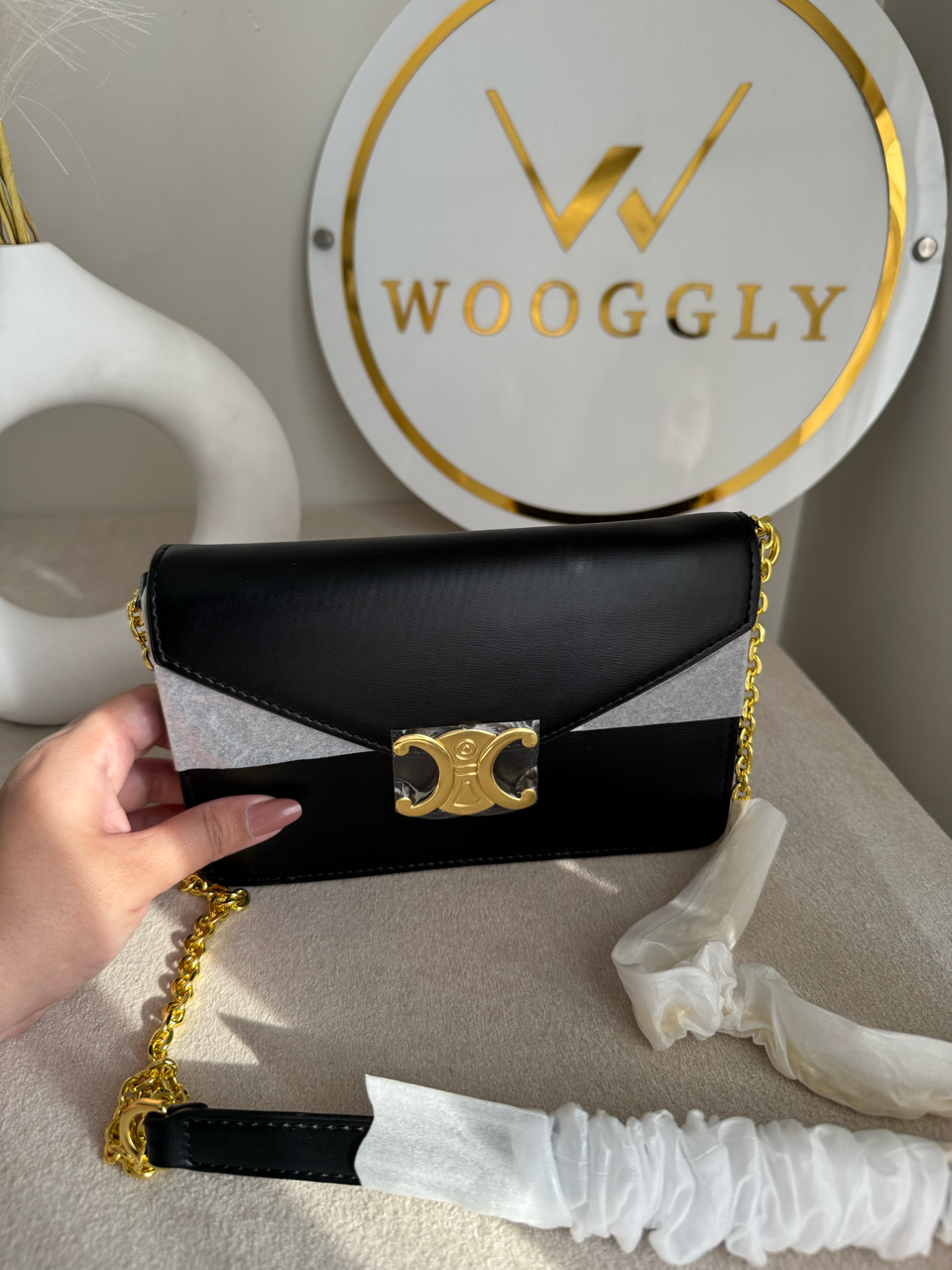 Celine Inspired Crossbody Bag High Quality - Black