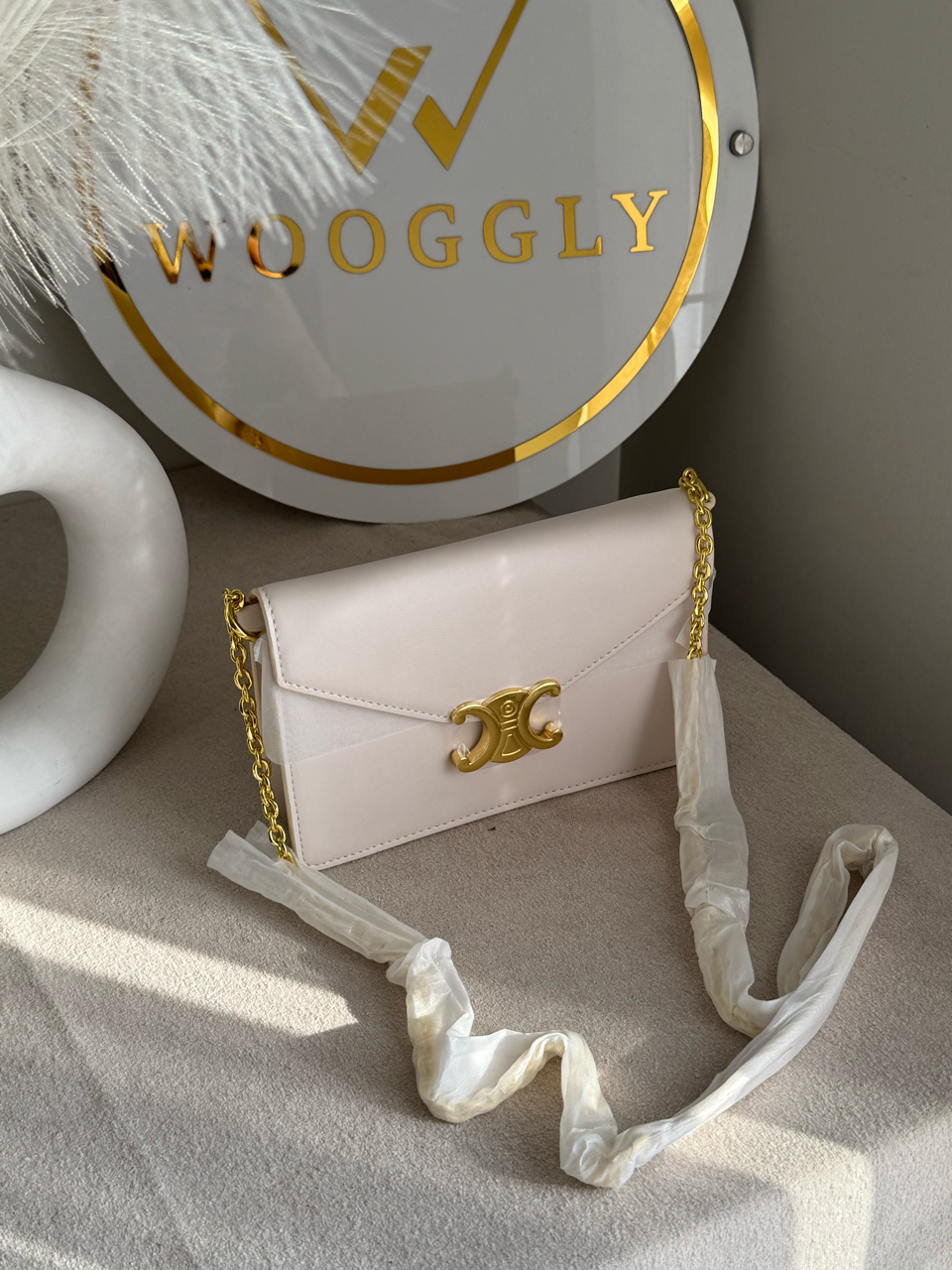 Celine Inspired Crossbody Bag High Quality - White