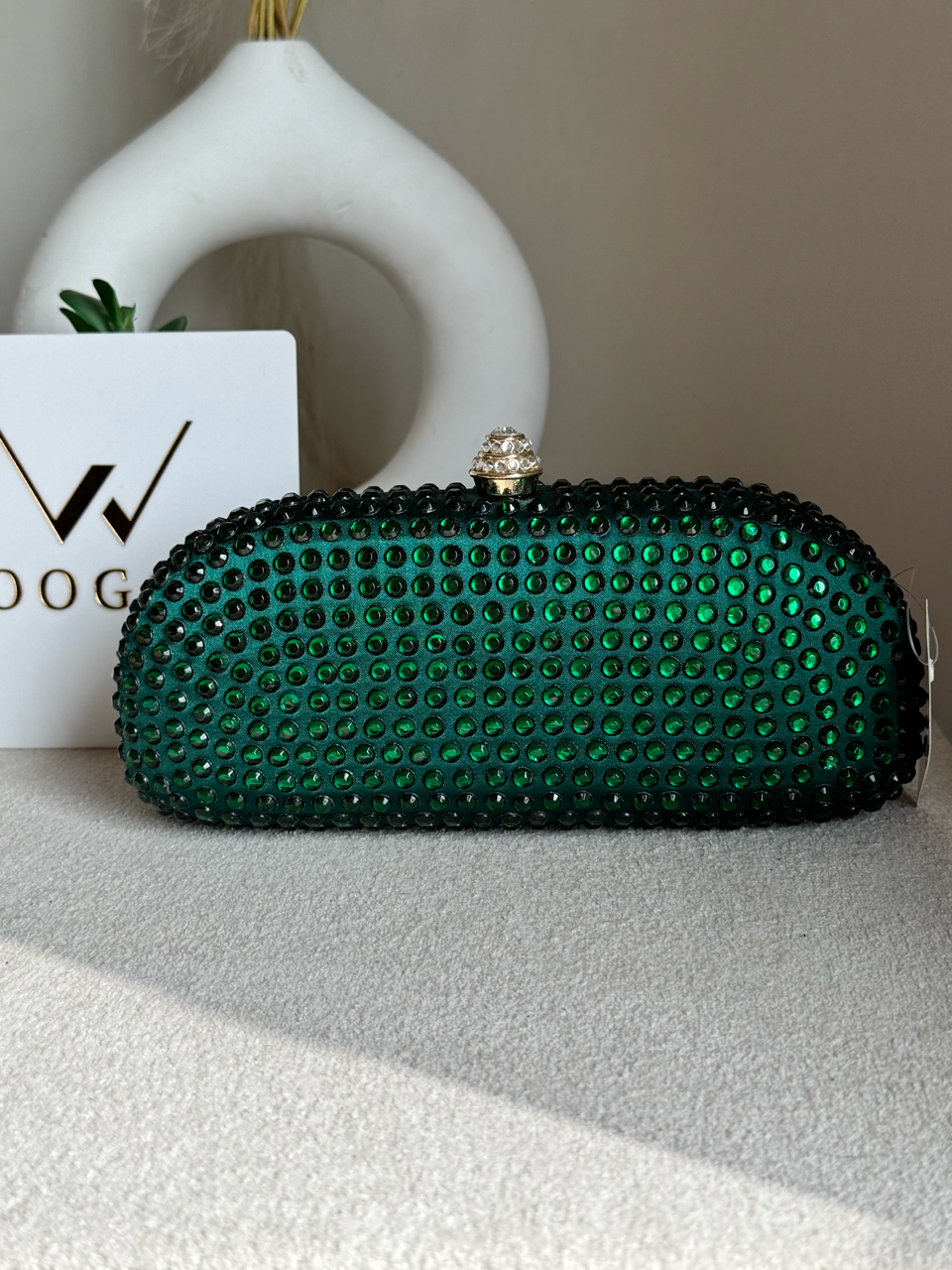 Radiance Cyrstal Clutch - Emerald Green