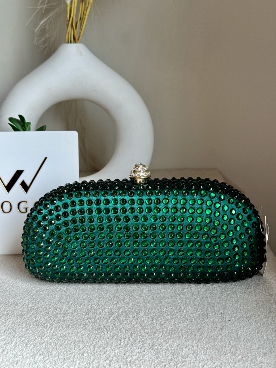 Radiance Cyrstal Clutch - Emerald Green