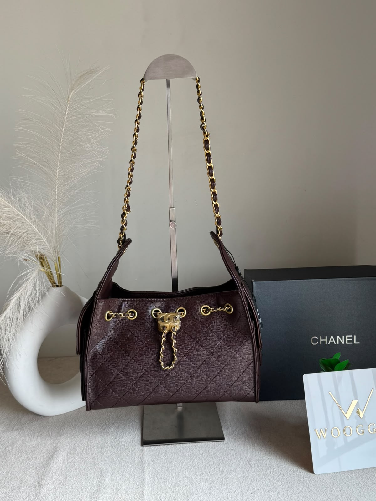 Viral Premium Chanel Bag with Box Packing - Brown