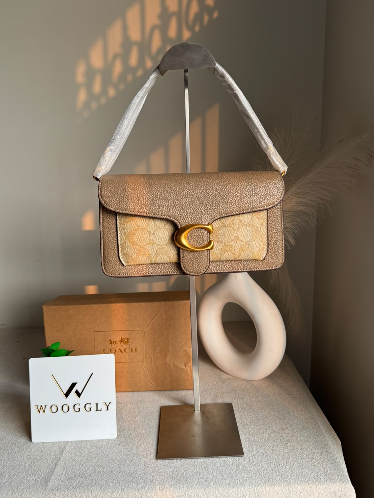 COACH TABBY 26 Khaaki with Beige Good Quality-BOX PACKING