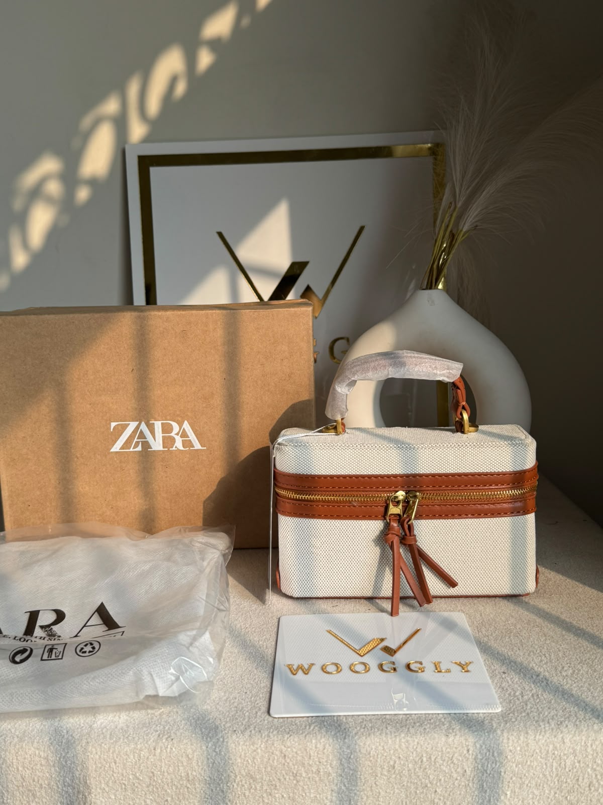 Viral Zara Bag- Off White & Brown