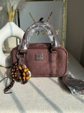 Min Min Suede Bucket Bag With Bag Charm - Burgundy