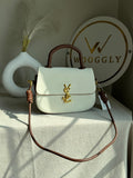 Grand Aura Top-Handle Bag - White & Brown