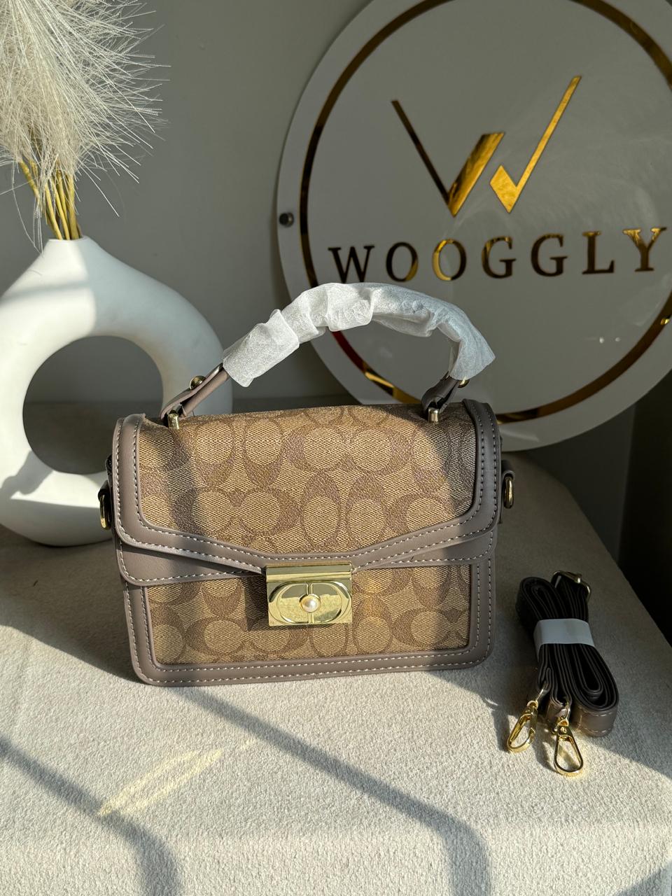 Mocha Pearl Accent Handbag - Ash Brown