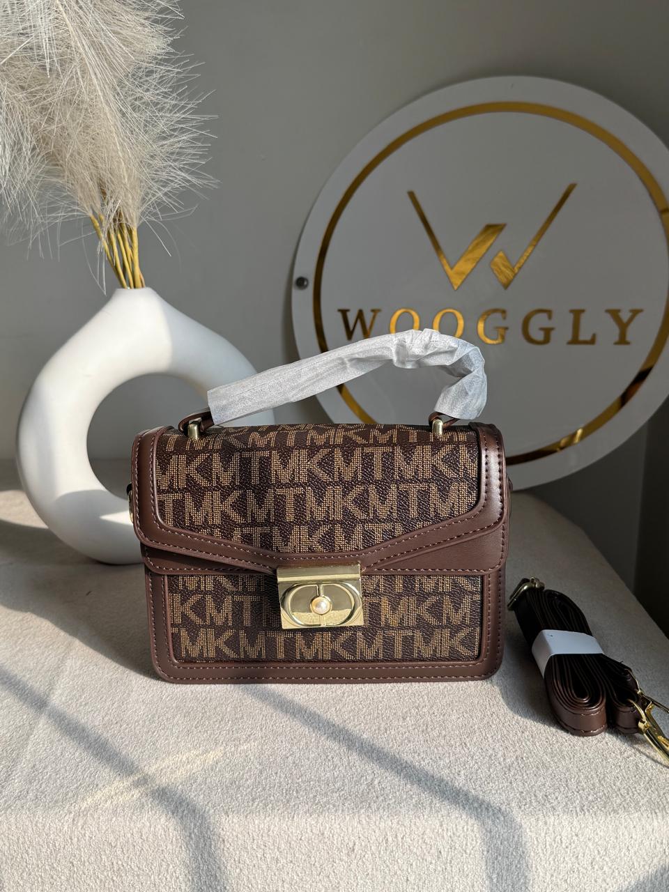 Belle Pearl Accent Handbag - Brown