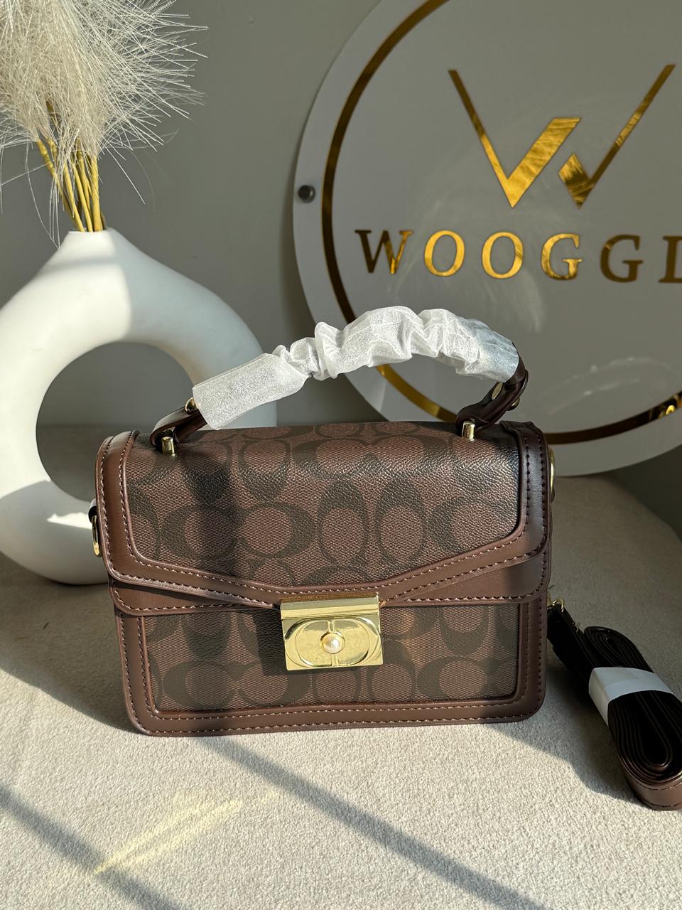 Mocha Pearl Accent Handbag - Dark Brown