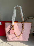High Quality Tote Bag with Charms & Chain (Box Packing) - Pink