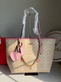 High Quality Tote Bag with Charms & Chain (Box Packing) - Beige