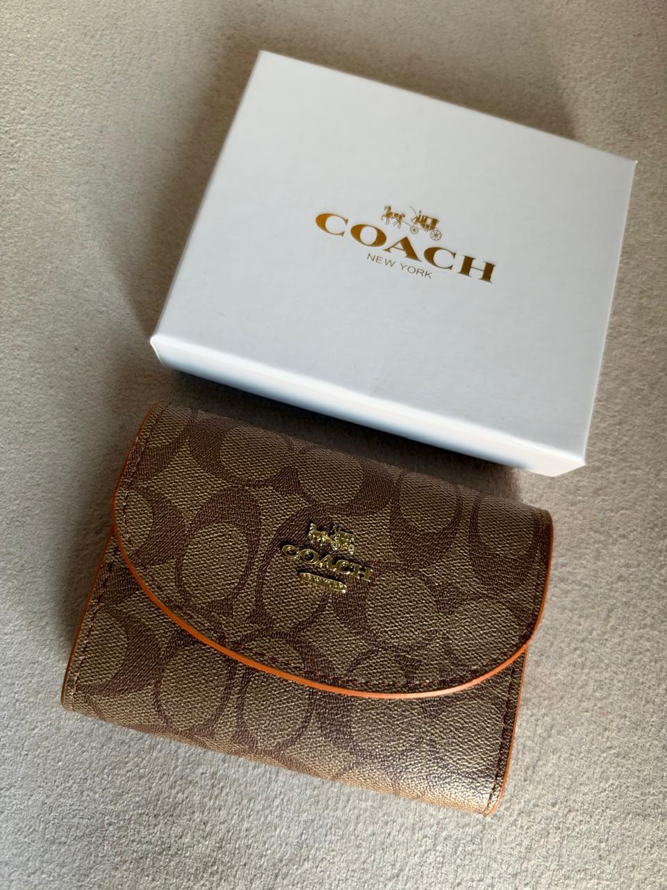 Signature Canvas Wallet - Beige & Brown