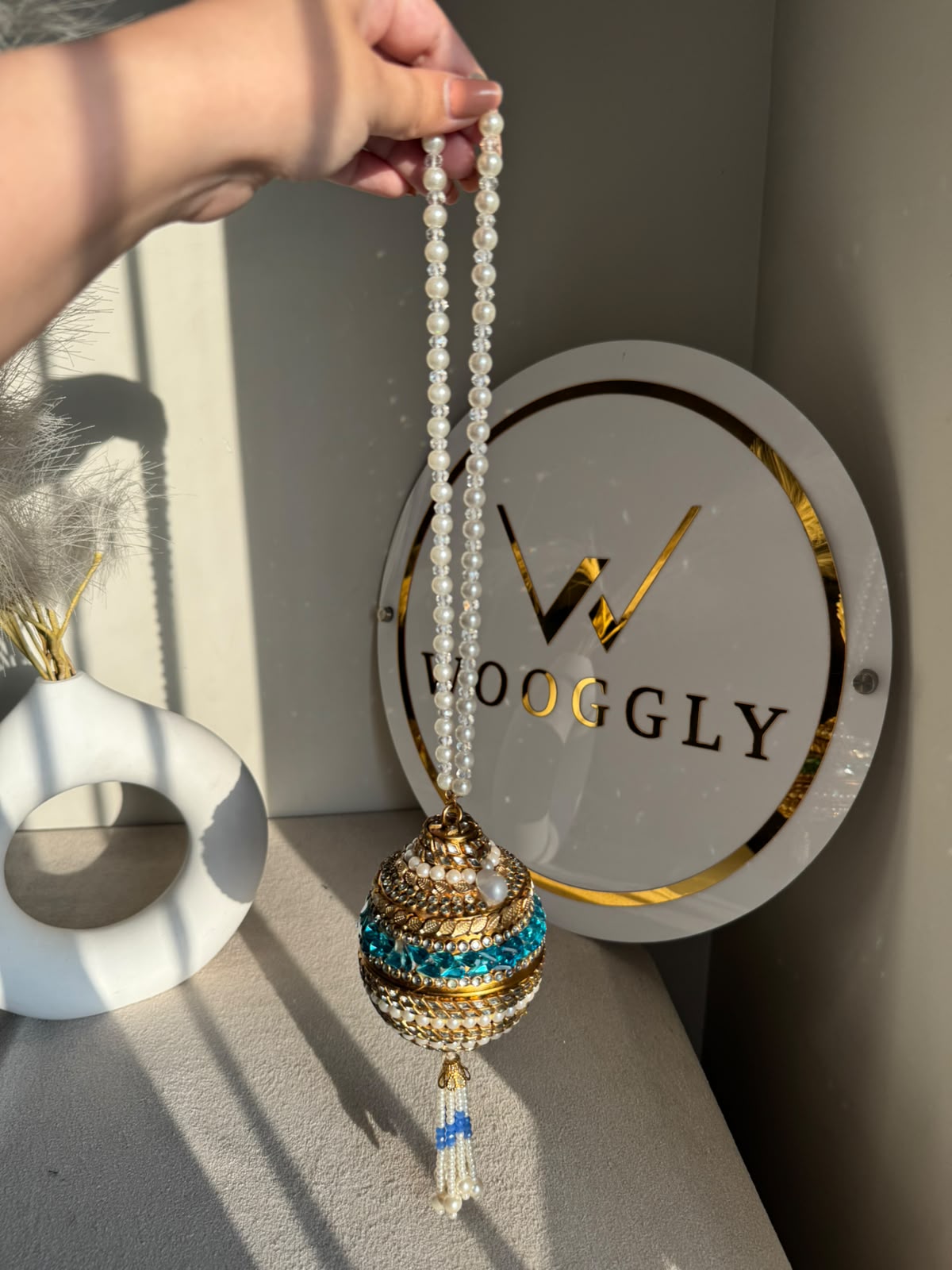 Turkish Potli - Teal Blue Pearl