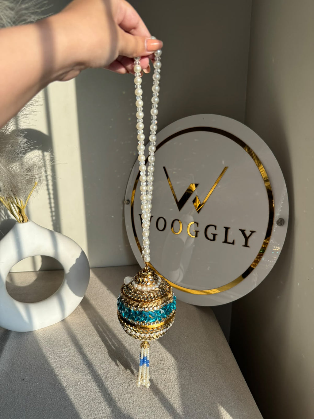 Turkish Potli - Teal Blue Pearl