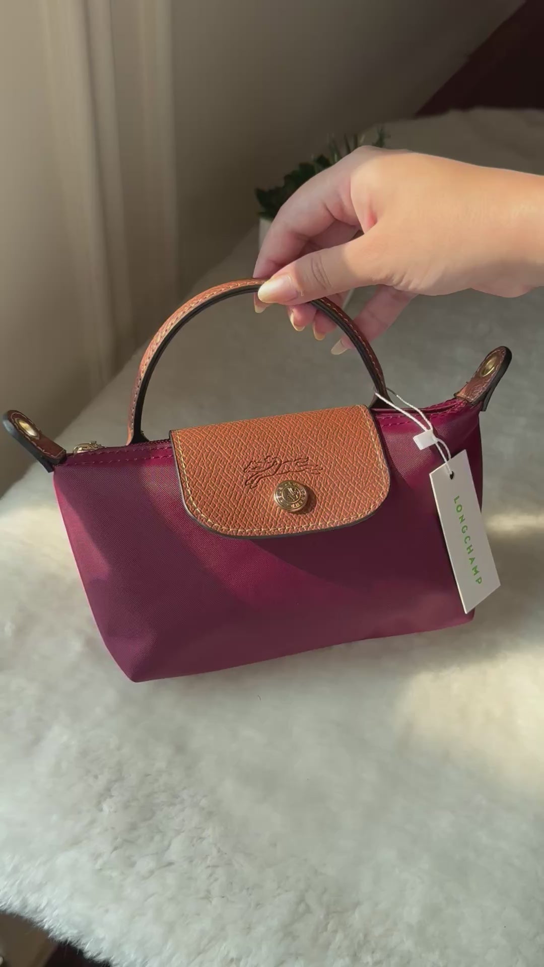 LongChamp Crossbody Bag with Strap - Wine Red (WITH BRAND LOGO)