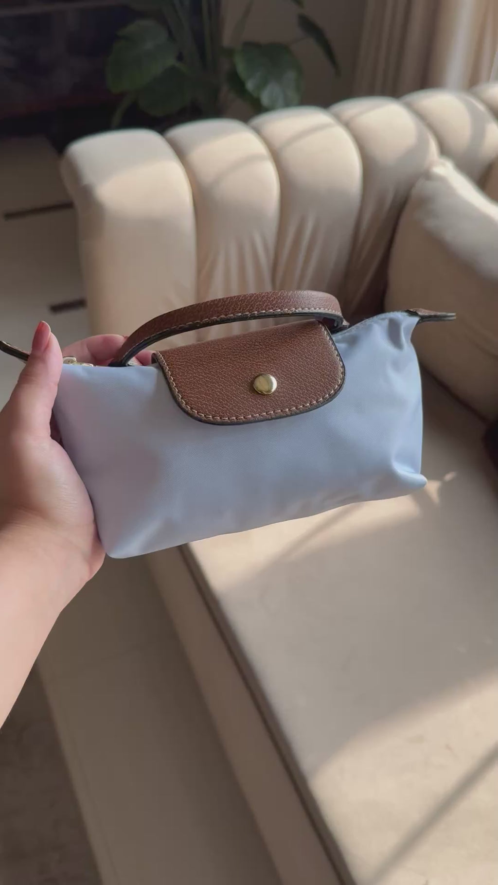 Longchamp Crossbody Bag with Strap - Small Baby Blue (NO LOGO)