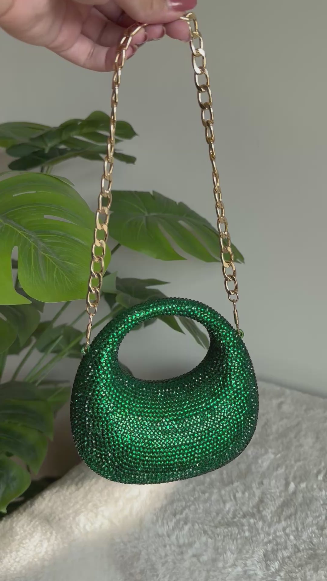 Viral Swarovski Metallic Clutch - Mini Emerald Green