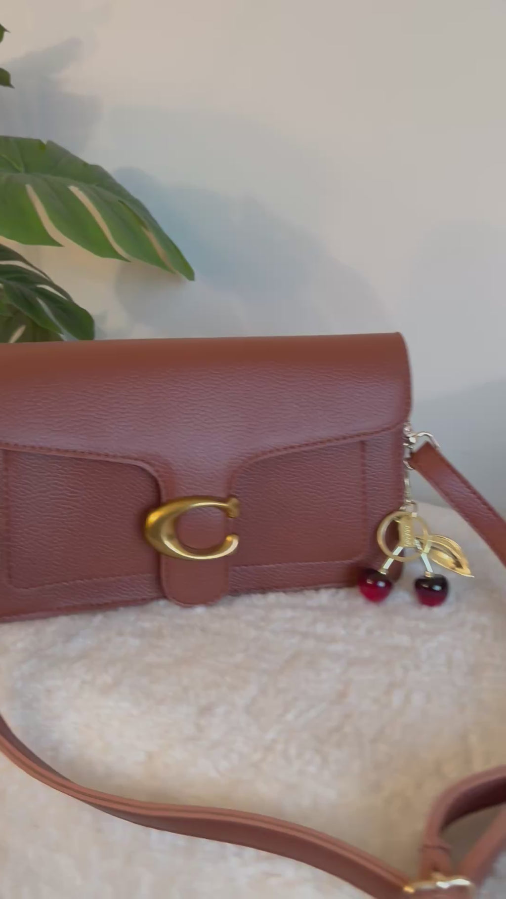 COACH TABBY with Coach Cherry Charm (Brown)