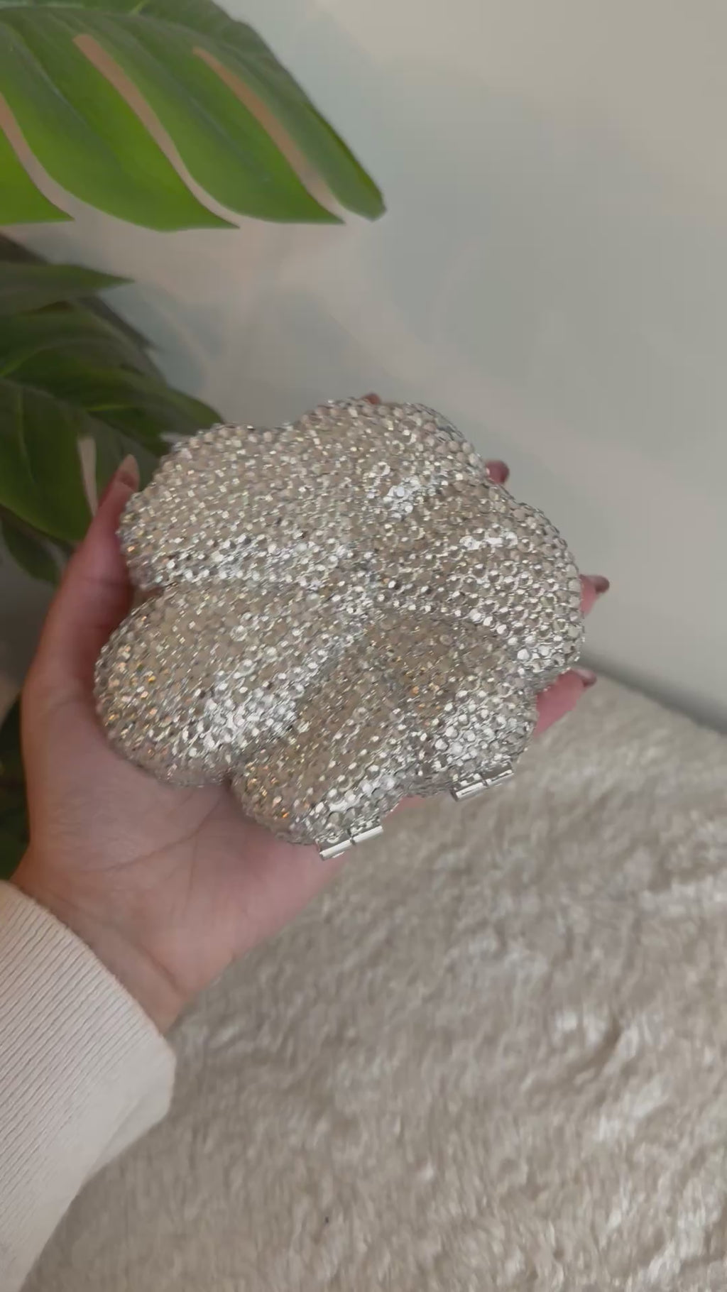 Flower Swarovski Clutch - Mini Silver