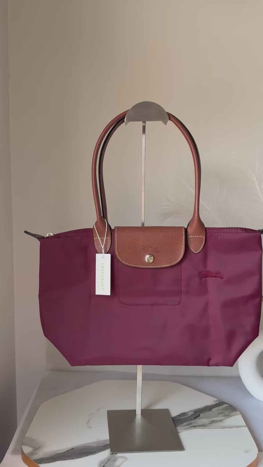 Longchamp Tote MEDIUM - Wine Red (WITH BRAND LOGO)