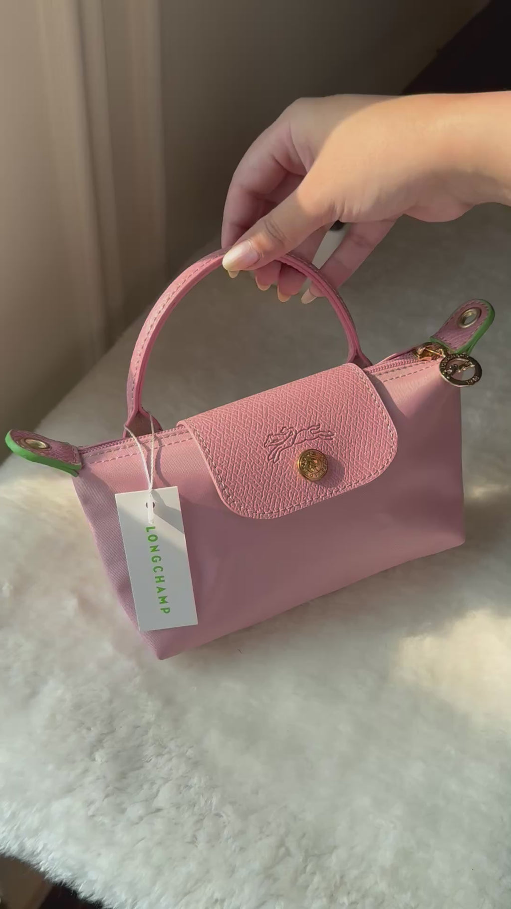 LongChamp Crossbody Bag with Strap - Marshmallow Pink (WITH BRAND LOGO)