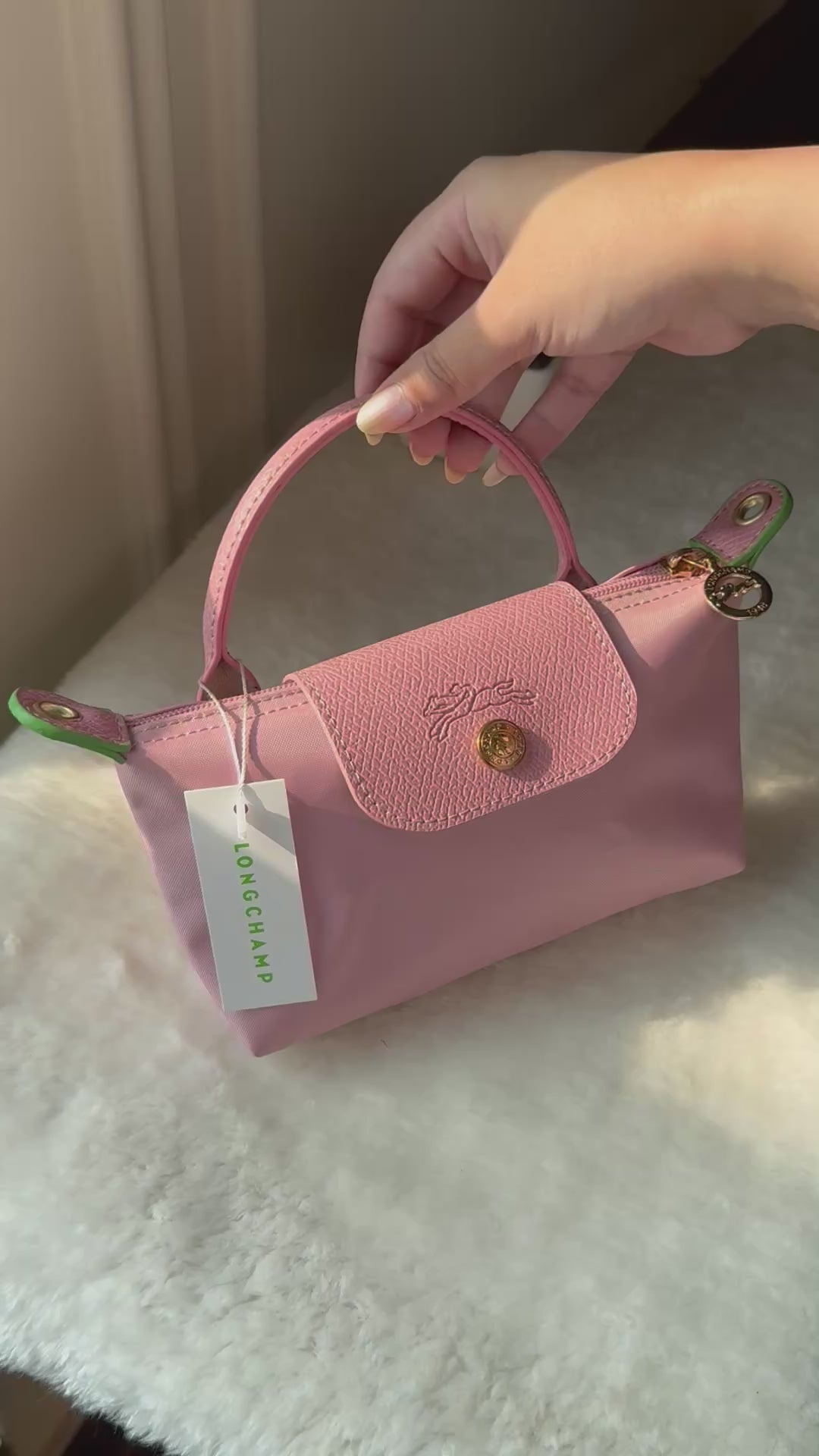 LongChamp Crossbody Bag with Strap - Marshmallow Pink (WITH BRAND LOGO)