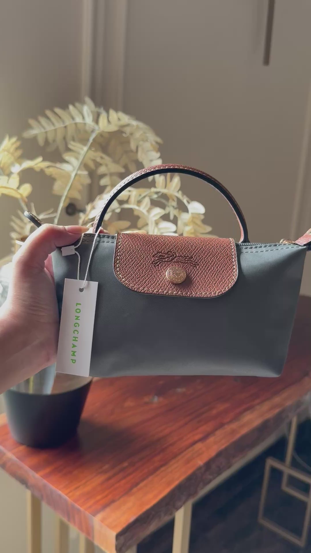 LongChamp Crossbody Bag with Strap - Grey (WITH BRAND LOGO)