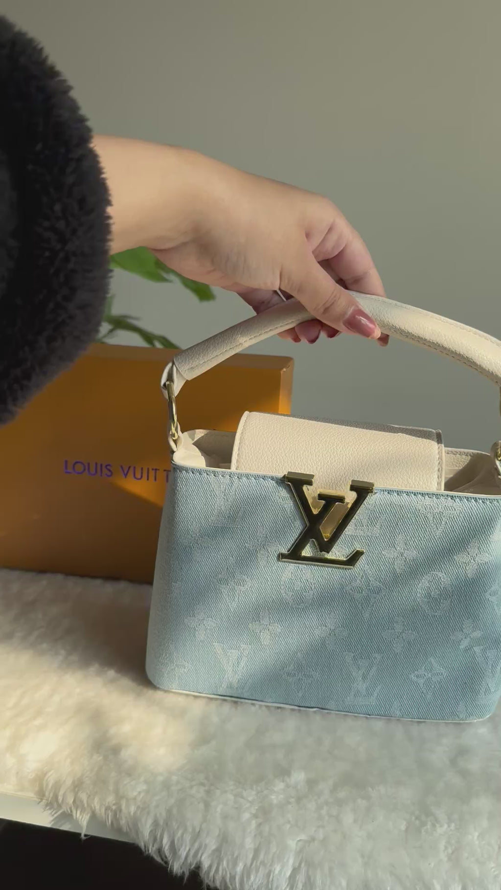 LV BAG PREMIUM QUALITY (Baby Blue) - BOX PACKING