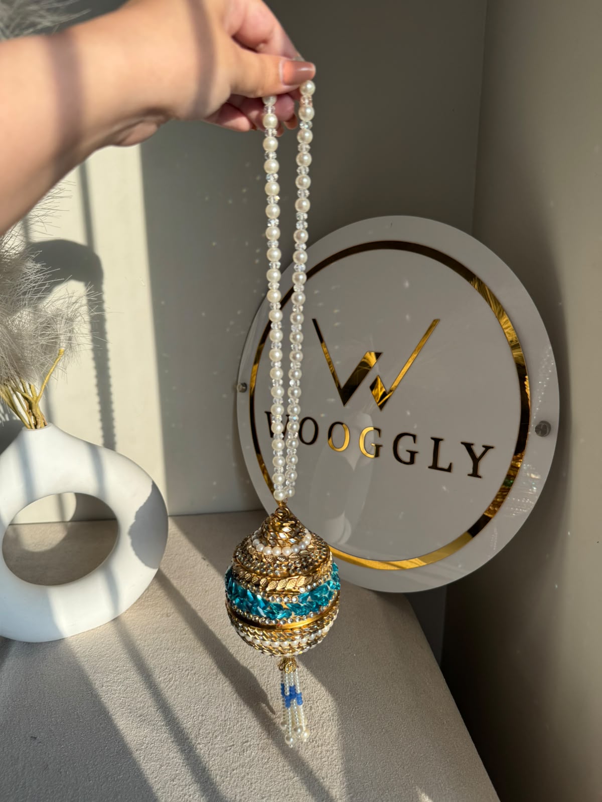 Turkish Potli - Teal Blue Pearl